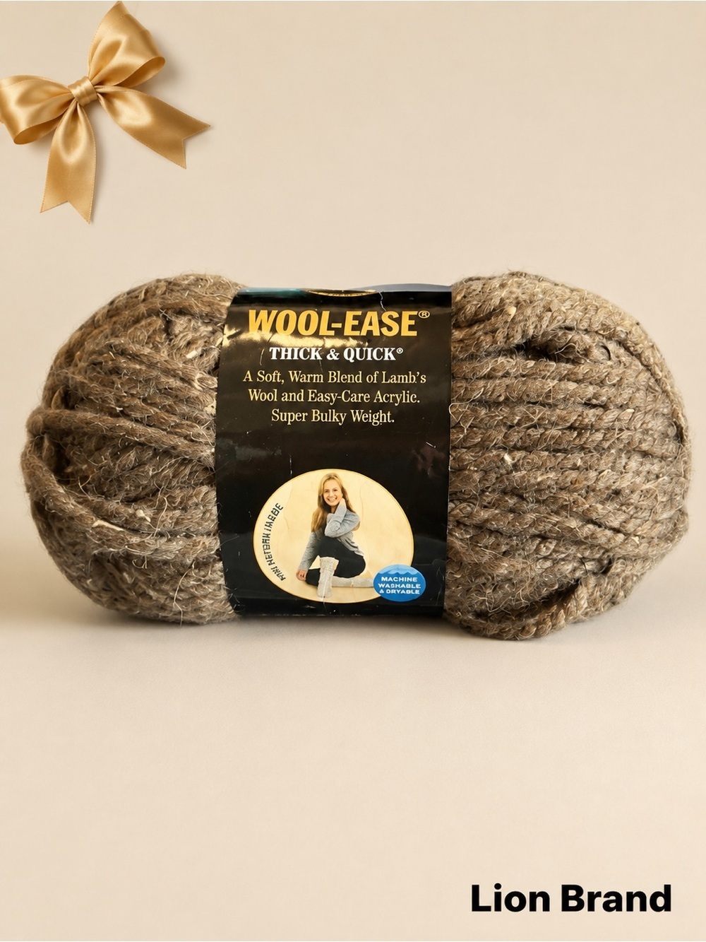 Lion Brand Yarns Lambswool Acrylic Wool-Ease Super Bulky Weight 124 Barley 6 Oz